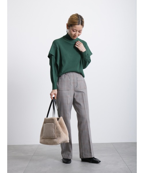 Samansa Mos2 blue（サマンサモスモスブルー）の「ショルダータックニットプルオーバー（ニット/セーター・レディース・ブラック/オフホワイト/グリーン・ﾌﾘ-）」の14枚目の写真