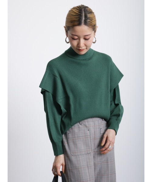 Samansa Mos2 blue（サマンサモスモスブルー）の「ショルダータックニットプルオーバー（ニット/セーター・レディース・ブラック/オフホワイト/グリーン・ﾌﾘ-）」の15枚目の写真