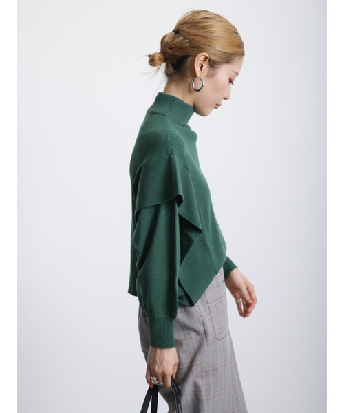 Samansa Mos2 blue（サマンサモスモスブルー）の「ショルダータックニットプルオーバー（ニット/セーター・レディース・ブラック/オフホワイト/グリーン・ﾌﾘ-）」の16枚目の写真