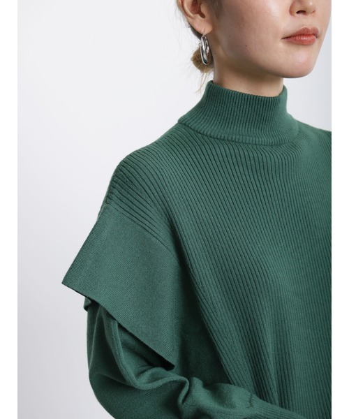 Samansa Mos2 blue（サマンサモスモスブルー）の「ショルダータックニットプルオーバー（ニット/セーター・レディース・ブラック/オフホワイト/グリーン・ﾌﾘ-）」の21枚目の写真