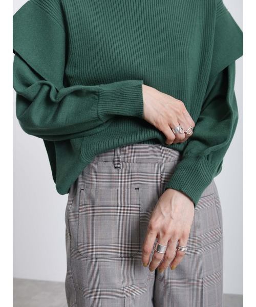 Samansa Mos2 blue（サマンサモスモスブルー）の「ショルダータックニットプルオーバー（ニット/セーター・レディース・ブラック/オフホワイト/グリーン・ﾌﾘ-）」の22枚目の写真