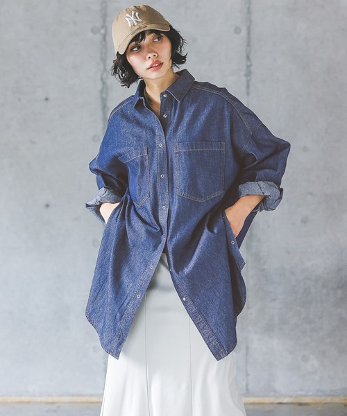 PAGEBOY(ページボーイ)の「デニムスナップルーズシャツ(シャツ/ブラウス・レディース・インディゴブルー/ブルー/ブラック系その他・FREE)」の20枚目の写真