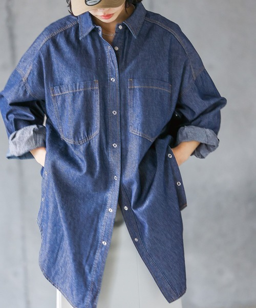 PAGEBOY(ページボーイ)の「デニムスナップルーズシャツ(シャツ/ブラウス・レディース・インディゴブルー/ブルー/ブラック系その他・FREE)」の15枚目の写真