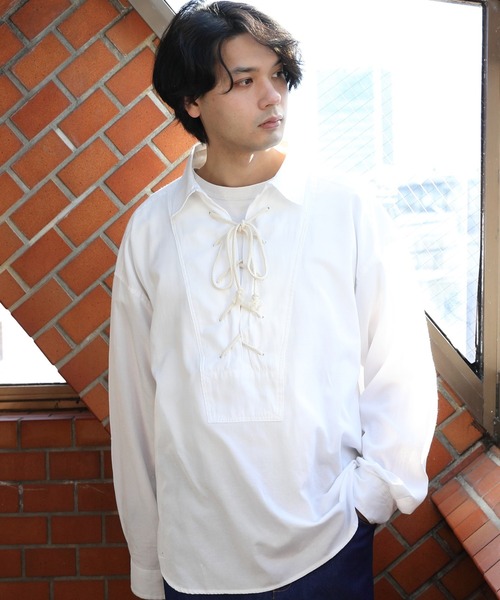 8(eight)（エイト）の「シャンブレーレースアップシャツ（シャツ