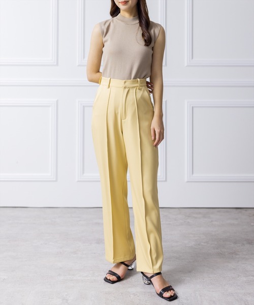 clear（クリア）の「ミラノリブノースリニットトップス[オフィスカジュアル 着回し抜群 大人 カジュアル]（ニット/セーター・レディース・イエロー/グリーン/オフホワイト/ブラック/サックスブルー/グレイッシュベージュ/ブラウン/オレンジ/ピンク/テラコッタ/グリーン系その他2/ブルー・F）」の20枚目の写真