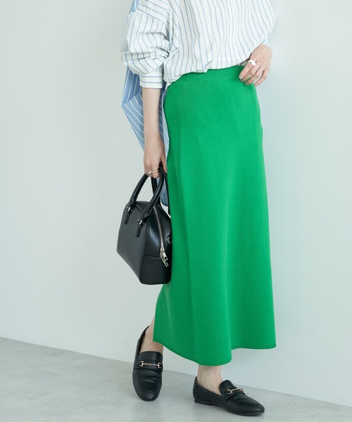 AMERICAN HOLIC（アメリカンホリック）の「総針ニットタイトスカート（スカート・レディース・ネイビー/グリーン・S/M/L）」の2枚目の写真