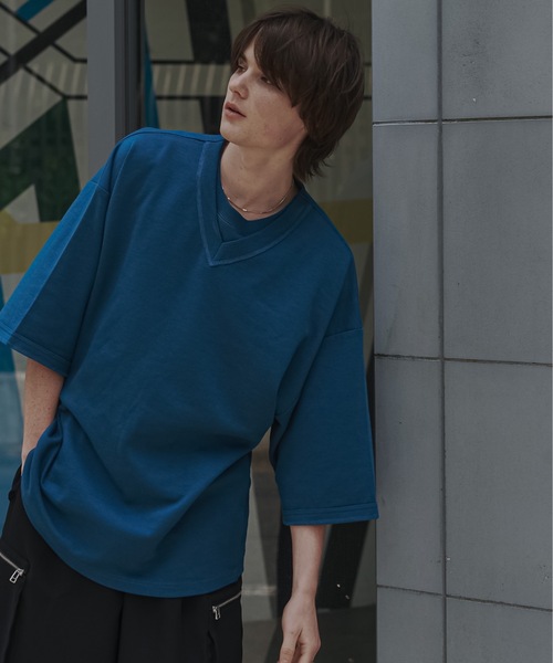 shiki tokyo（シキトウキョウ）の「Oversized Double Rib Design T-shirts / オーバーサイズダブルリブデザインTシャツ（Tシャツ/カットソー・メンズ・ブラック/チャコールグレー/ターコイズブルー・SMALL/MEDIUM/LARGE）」の3枚目の写真
