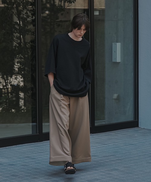 shiki tokyo（シキトウキョウ）の「Oversized Double Rib Design T-shirts / オーバーサイズダブルリブデザインTシャツ（Tシャツ/カットソー・メンズ・ブラック/チャコールグレー/ターコイズブルー・SMALL/MEDIUM/LARGE）」の8枚目の写真