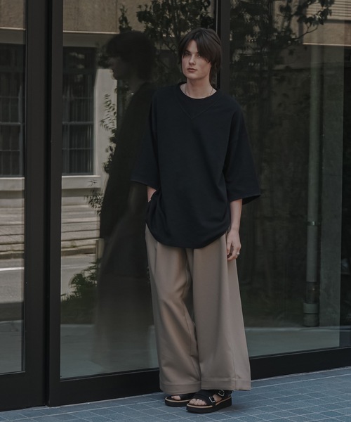 shiki tokyo（シキトウキョウ）の「Oversized Double Rib Design T-shirts / オーバーサイズダブルリブデザインTシャツ（Tシャツ/カットソー・メンズ・ブラック/チャコールグレー/ターコイズブルー・SMALL/MEDIUM/LARGE）」の9枚目の写真