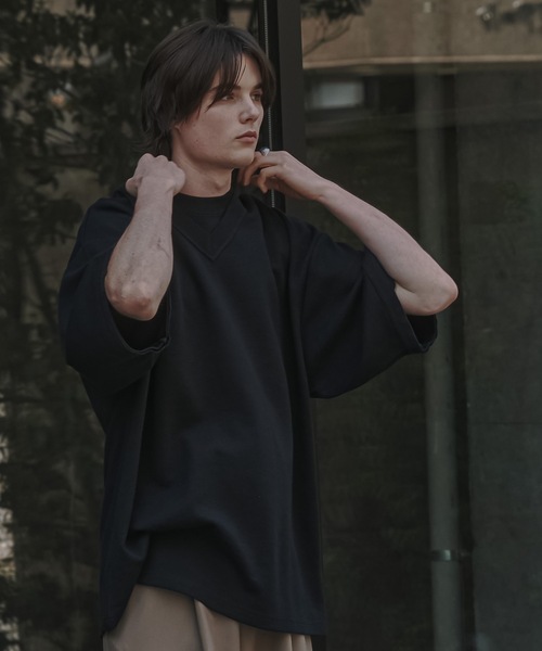 shiki tokyo（シキトウキョウ）の「Oversized Double Rib Design T-shirts / オーバーサイズダブルリブデザインTシャツ（Tシャツ/カットソー・メンズ・ブラック/チャコールグレー/ターコイズブルー・SMALL/MEDIUM/LARGE）」の4枚目の写真