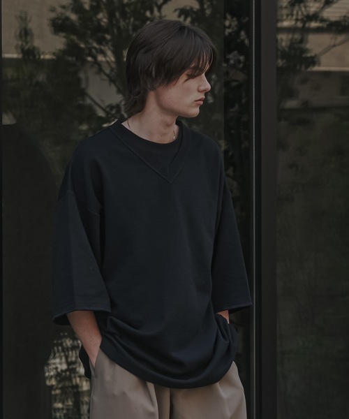 shiki tokyo（シキトウキョウ）の「Oversized Double Rib Design T-shirts / オーバーサイズダブルリブデザインTシャツ（Tシャツ/カットソー・メンズ・ブラック/チャコールグレー/ターコイズブルー・SMALL/MEDIUM/LARGE）」の6枚目の写真