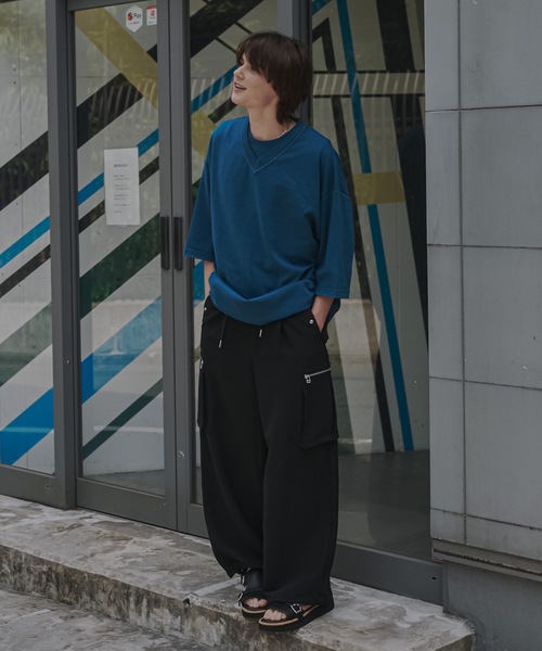 shiki tokyo（シキトウキョウ）の「Oversized Double Rib Design T-shirts / オーバーサイズダブルリブデザインTシャツ（Tシャツ/カットソー・メンズ・ブラック/チャコールグレー/ターコイズブルー・SMALL/MEDIUM/LARGE）」の19枚目の写真