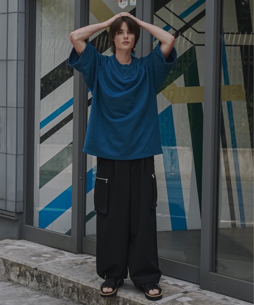 shiki tokyo（シキトウキョウ）の「Oversized Double Rib Design T-shirts / オーバーサイズダブルリブデザインTシャツ（Tシャツ/カットソー・メンズ・ブラック/チャコールグレー/ターコイズブルー・SMALL/MEDIUM/LARGE）」の17枚目の写真