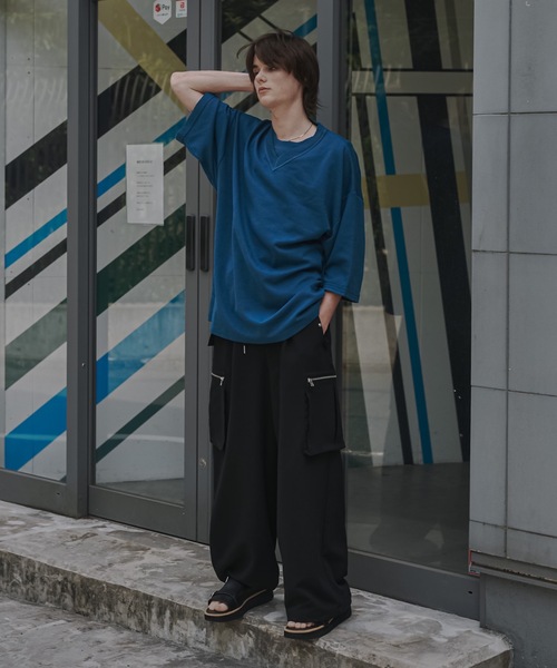 shiki tokyo（シキトウキョウ）の「Oversized Double Rib Design T-shirts / オーバーサイズダブルリブデザインTシャツ（Tシャツ/カットソー・メンズ・ブラック/チャコールグレー/ターコイズブルー・SMALL/MEDIUM/LARGE）」の21枚目の写真
