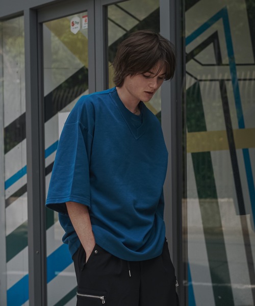 shiki tokyo（シキトウキョウ）の「Oversized Double Rib Design T-shirts / オーバーサイズダブルリブデザインTシャツ（Tシャツ/カットソー・メンズ・ブラック/チャコールグレー/ターコイズブルー・SMALL/MEDIUM/LARGE）」の11枚目の写真