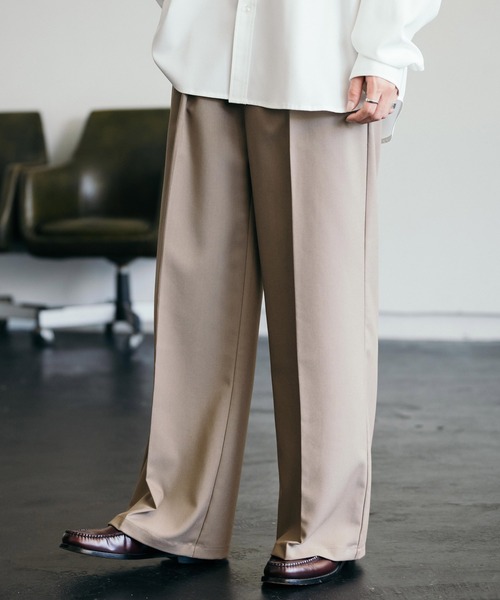 90s Vintage ベロア スラックス 2タック センタープレス ワイド SINSS スラックス Center press two tuck wide straight slacks