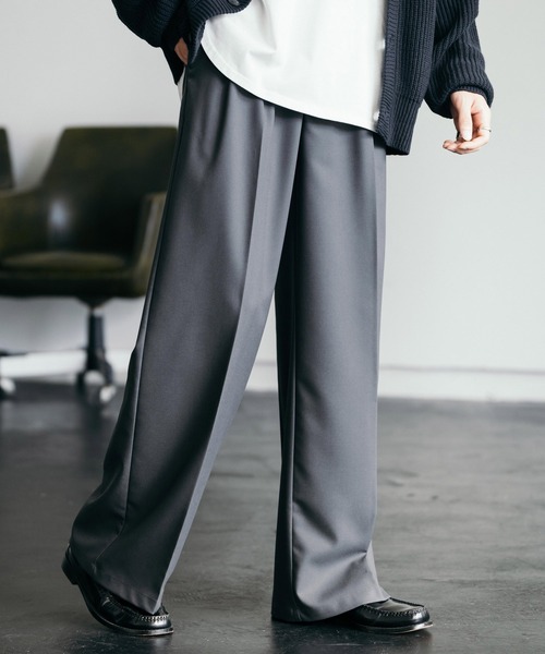 Rocky Monroe(ロッキーモンロー)の「センタープレス 2タック ワイドストレートスラックスパンツ(スラックス・メンズ・チャコールグレー/カーキ/オフホワイト/グレイッシュベージュ/ブラック・L/XL/M)」の12枚目の写真