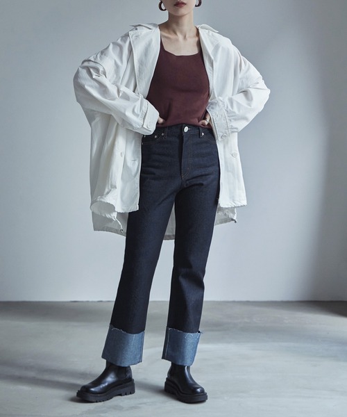 etoll.(エトル)の「リジットデニムロールアップストレートパンツ(デニムパンツ・レディース・ブラック/インディゴブルー・S/M)」の14枚目の写真