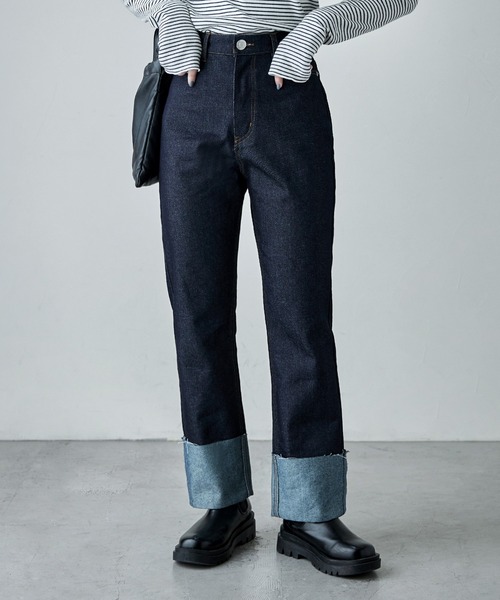 【関税込み】R13 ブルー Boy ロールアップ ストレートジーンズ ロールアップストレートデニム – irohani