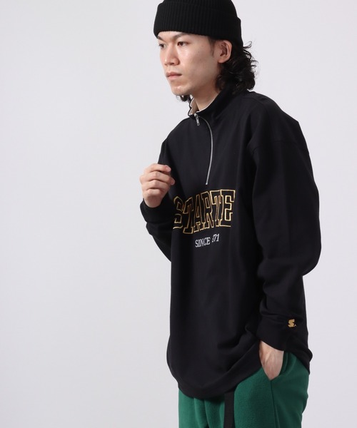 STARTER BLACK LABEL（スターターブラックレーベル）の「STARTER BLACKLABEL 衿配色ハーフZIPスタンドロングスリーブＴシャツ（Tシャツ/カットソー・メンズ・ブラック/グリーン・XL/M/L）」の6枚目の写真