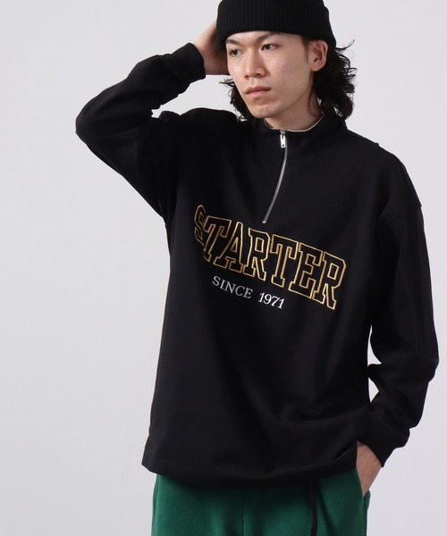 STARTER BLACK LABEL（スターターブラックレーベル）の「STARTER BLACKLABEL 衿配色ハーフZIPスタンドロングスリーブＴシャツ（Tシャツ/カットソー・メンズ・ブラック/グリーン・XL/M/L）」の3枚目の写真
