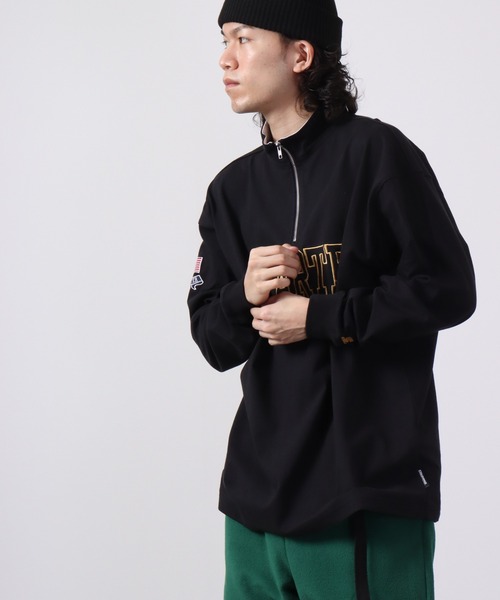 STARTER BLACK LABEL（スターターブラックレーベル）の「STARTER BLACKLABEL 衿配色ハーフZIPスタンドロングスリーブＴシャツ（Tシャツ/カットソー・メンズ・ブラック/グリーン・XL/M/L）」の5枚目の写真