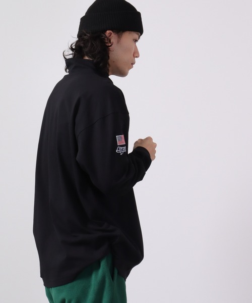 STARTER BLACK LABEL（スターターブラックレーベル）の「STARTER BLACKLABEL 衿配色ハーフZIPスタンドロングスリーブＴシャツ（Tシャツ/カットソー・メンズ・ブラック/グリーン・XL/M/L）」の7枚目の写真