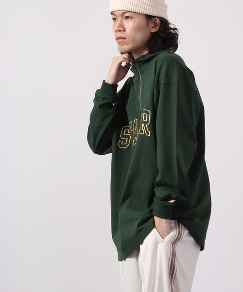 STARTER BLACK LABEL（スターターブラックレーベル）の「STARTER BLACKLABEL 衿配色ハーフZIPスタンドロングスリーブＴシャツ（Tシャツ/カットソー・メンズ・ブラック/グリーン・XL/M/L）」の11枚目の写真