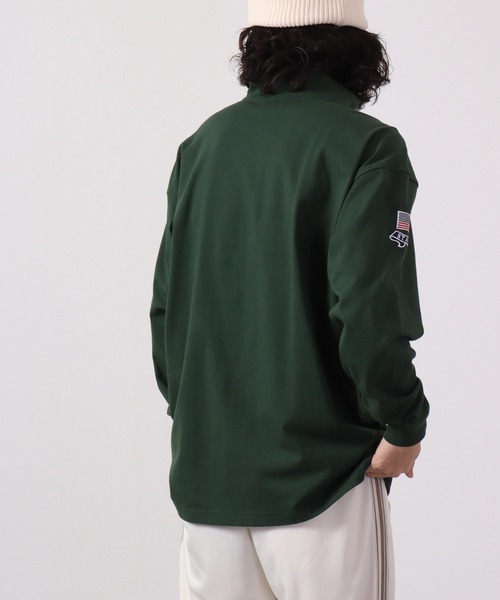 STARTER BLACK LABEL（スターターブラックレーベル）の「STARTER BLACKLABEL 衿配色ハーフZIPスタンドロングスリーブＴシャツ（Tシャツ/カットソー・メンズ・ブラック/グリーン・XL/M/L）」の12枚目の写真