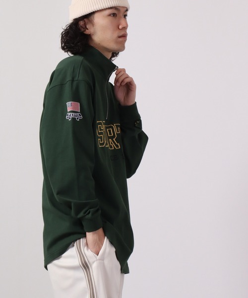 STARTER BLACK LABEL（スターターブラックレーベル）の「STARTER BLACKLABEL 衿配色ハーフZIPスタンドロングスリーブＴシャツ（Tシャツ/カットソー・メンズ・ブラック/グリーン・XL/M/L）」の10枚目の写真