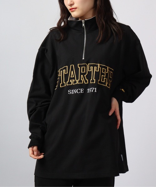 STARTER BLACK LABEL（スターターブラックレーベル）の「STARTER BLACKLABEL 衿配色ハーフZIPスタンドロングスリーブＴシャツ（Tシャツ/カットソー・メンズ・ブラック/グリーン・XL/M/L）」の17枚目の写真