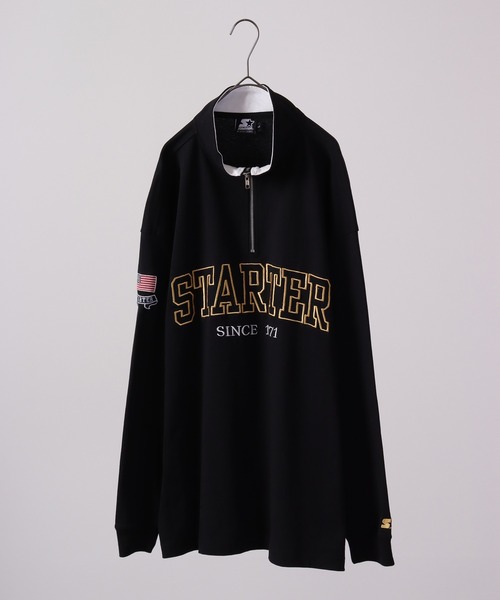 STARTER BLACK LABEL（スターターブラックレーベル）の「STARTER BLACKLABEL 衿配色ハーフZIPスタンドロングスリーブＴシャツ（Tシャツ/カットソー・メンズ・ブラック/グリーン・XL/M/L）」の14枚目の写真