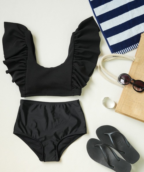 IAMUSE（アイアミューズ）の「フレアスリーブハイウエストビキニ/水着セット S0919【IAMUSE】（水着・レディース・モカ/ブラック・M/L）」の10枚目の写真