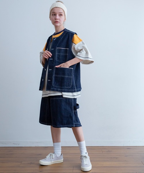 Universal Style Wear(ユニバーサルスタイルウェア)の「Universal Style Wear ペインター ショーツ(デニムパンツ・メンズ・ブルー系2/ブルー系1/インディゴブルー・X-LARGE/LARGE/MEDIUM)」の4枚目の写真