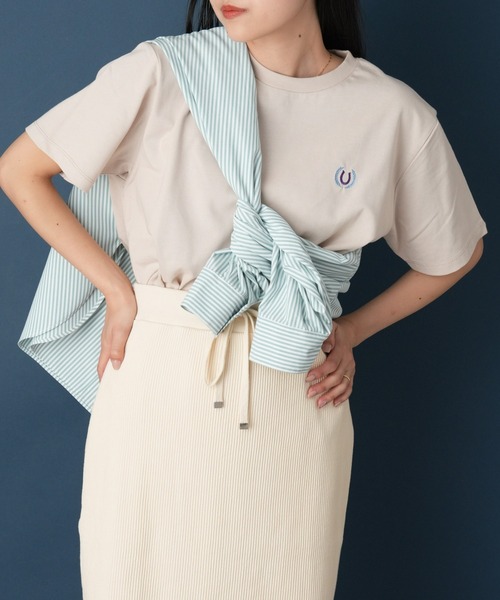 GEVACO(ゲバコ)の「【GEVACO/ゲバコ】メッセージバックプリントショートスリーブTEE(Tシャツ/カットソー・レディース・ベージュ/ブラック/ホワイト・MEDIUM)」の1枚目の写真