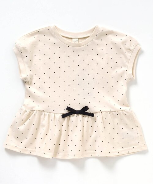 apres les cours（アプレレクール）の「【WEB限定/新色追加】ペプラムリボンTシャツ（Tシャツ/カットソー・キッズ・オレンジ/アイボリー/サックスブルー/ピンク/ブラック/イエロー/グリーン・130/80/120/140/100/110/90）」の2枚目の写真