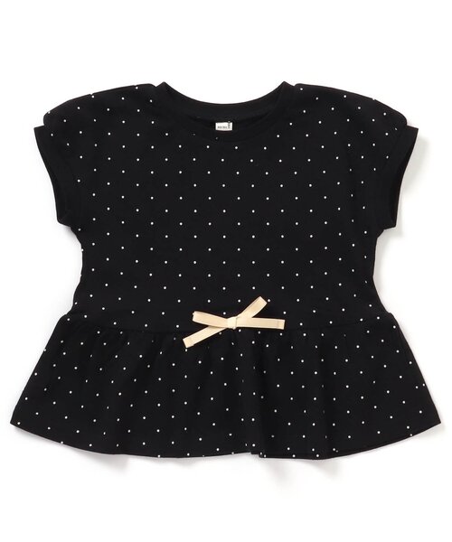 apres les cours（アプレレクール）の「【WEB限定/新色追加】ペプラムリボンTシャツ（Tシャツ/カットソー・キッズ・オレンジ/アイボリー/サックスブルー/ピンク/ブラック/イエロー/グリーン・130/80/120/140/100/110/90）」の3枚目の写真