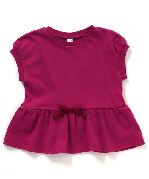 apres les cours（アプレレクール）の「【WEB限定/新色追加】ペプラムリボンTシャツ（Tシャツ/カットソー・キッズ・オレンジ/アイボリー/サックスブルー/ピンク/ブラック/イエロー/グリーン・130/80/120/140/100/110/90）」の12枚目の写真