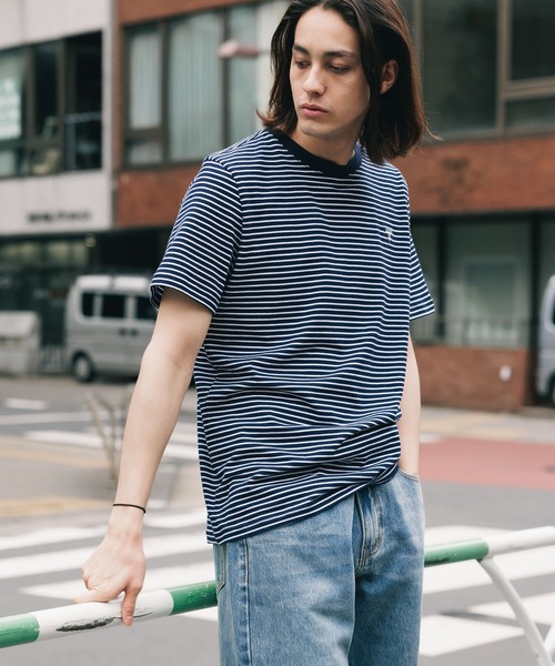 Guess（ゲス）の「GUESS/ゲス MEN S S/SVL TEE SHIRT ボーダーTシャツ 半袖（Tシャツ/カットソー・メンズ・グリーン/ネイビー・L/XL/M）」の15枚目の写真