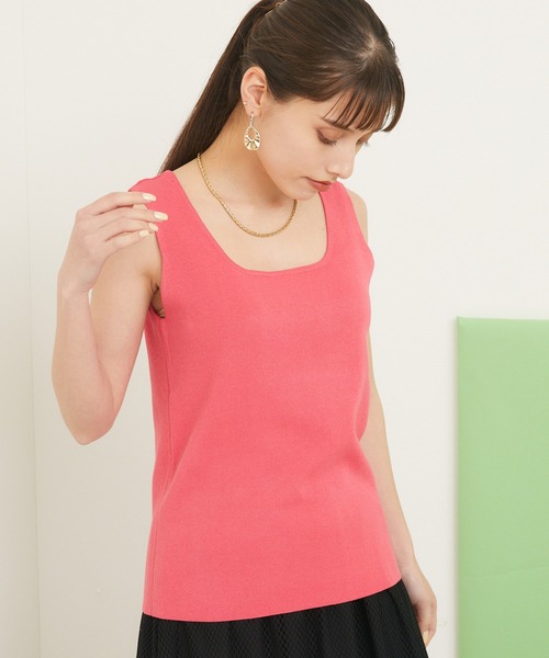 CLOCHE（クロシェ）の「cloche カラーニットタンク（タンクトップ・レディース・ブラック/ベージュ/ブルー/ピンク・FREE）」の4枚目の写真