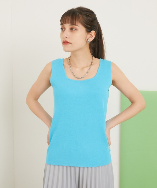 CLOCHE（クロシェ）の「cloche カラーニットタンク（タンクトップ・レディース・ブラック/ベージュ/ブルー/ピンク・FREE）」の7枚目の写真