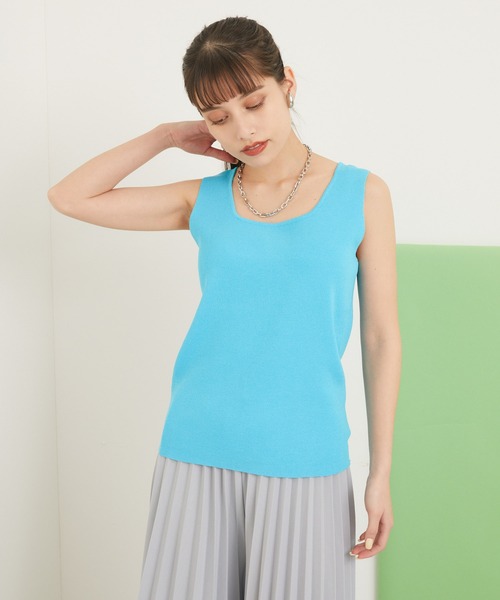CLOCHE（クロシェ）の「cloche カラーニットタンク（タンクトップ・レディース・ブラック/ベージュ/ブルー/ピンク・FREE）」の18枚目の写真
