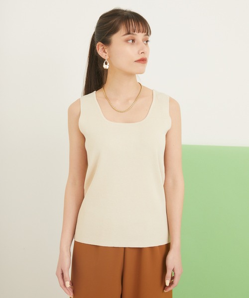 CLOCHE（クロシェ）の「cloche カラーニットタンク（タンクトップ・レディース・ブラック/ベージュ/ブルー/ピンク・FREE）」の17枚目の写真