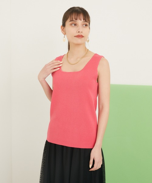 CLOCHE（クロシェ）の「cloche カラーニットタンク（タンクトップ・レディース・ブラック/ベージュ/ブルー/ピンク・FREE）」の12枚目の写真