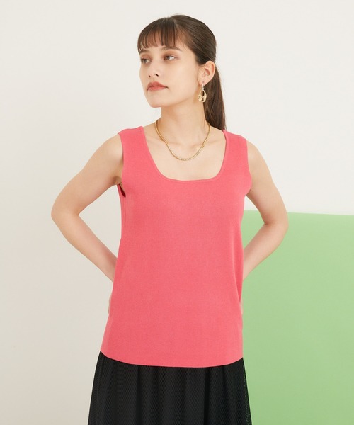 CLOCHE（クロシェ）の「cloche カラーニットタンク（タンクトップ・レディース・ブラック/ベージュ/ブルー/ピンク・FREE）」の5枚目の写真