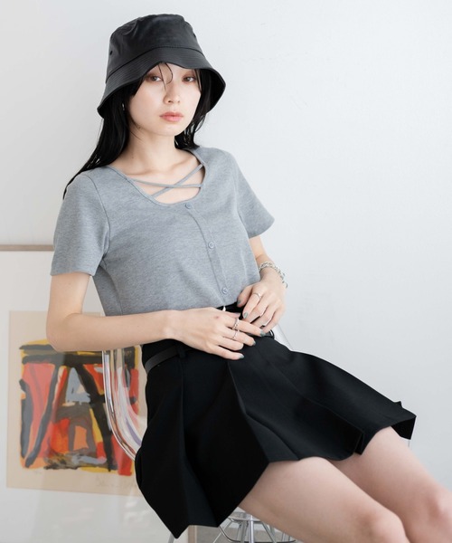 WEGO（ウィゴー）の「WEGO/フロントクロスショートリブT（Tシャツ