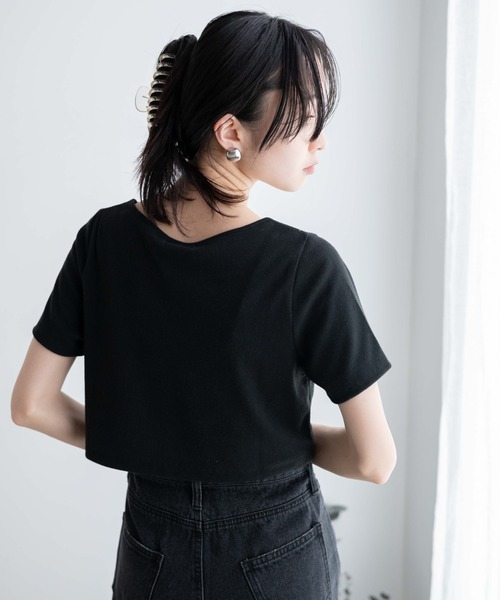 WEGO（ウィゴー）の「WEGO/フロントクロスショートリブT（Tシャツ/カットソー・レディース・杢グレー/ブラック/カーキ・FREE）」の17枚目の写真