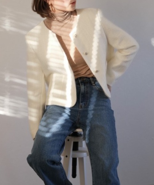 ツイードノーカラージャケット / tweed no collar jacket
