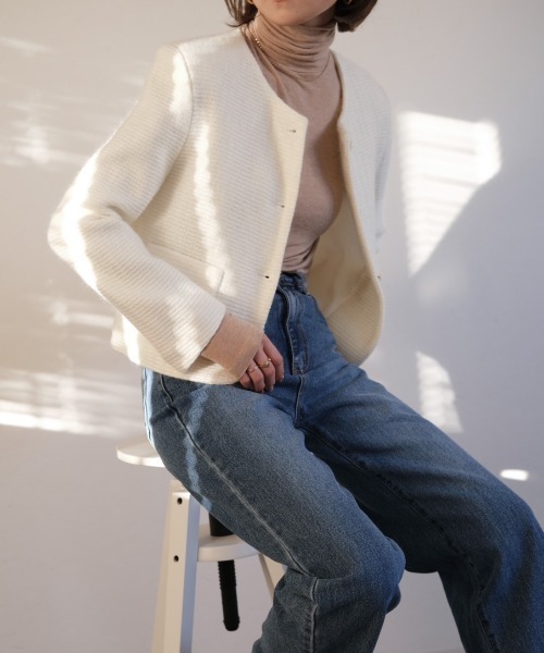 ツイードノーカラージャケット / tweed no collar jacket