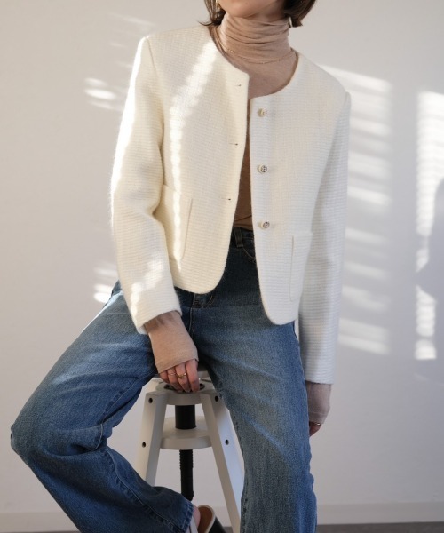 ツイードノーカラージャケット / tweed no collar jacket